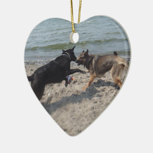 Lack-schwarzer Schäferhund Keramikornament (Links)