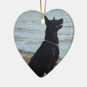 Lack-schwarzer Schäferhund Keramikornament (Links)