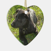 Lack-schwarzer Schäferhund-Welpe Keramik Ornament (Rechts)