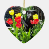 Lack-schwarzer Schäferhund-Welpe Keramik Ornament (Hinten)