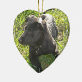 Lack-schwarzer Schäferhund-Welpe Keramik Ornament (Links)