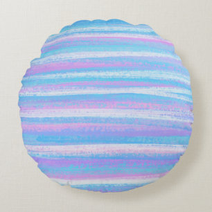 Lackierte Acrylstreifen Türkis Pink Lila Rundes Kissen