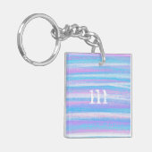 Lackierte Acrylstreifen Türkis Pink Lila Schlüsselanhänger (Vorderseite links)