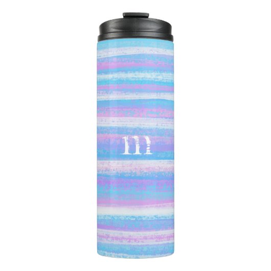 Lackierte Acrylstreifen Türkis Pink Lila Thermosbecher (Vorderseite)