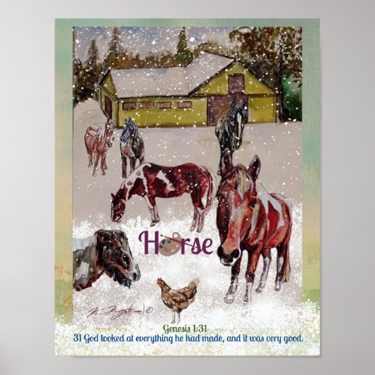 Lackpferd, Winterszene Poster (Vorne)