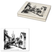 Lacock Village Sketch, Wiltshire England Gummistempel (Stempel)