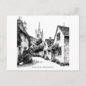 Lacock Village Sketch, Wiltshire England Postkarte (Vorderseite)