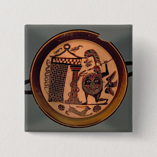 Laconian Schwarzzahl Schale, die ein Krieger atta Button (Vorderseite)