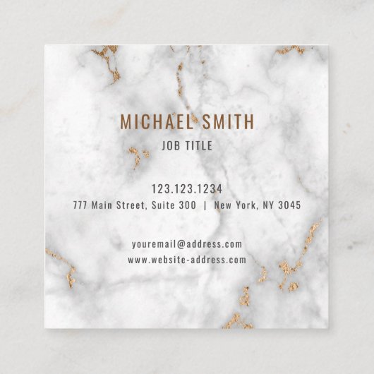 Laconic Marmor Company Name Modern Quadratische Visitenkarte (Rückseite)