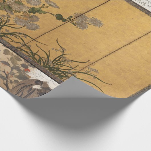 Lacquated Chrysanthemums Coromandel Screens Geschenkpapier (Ecke)