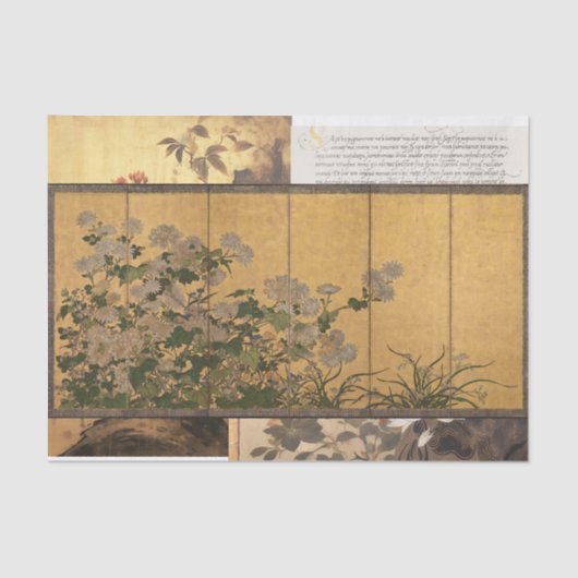 Lacquated Chrysanthemums Coromandel Screens Seidenpapier (Vorderseite)
