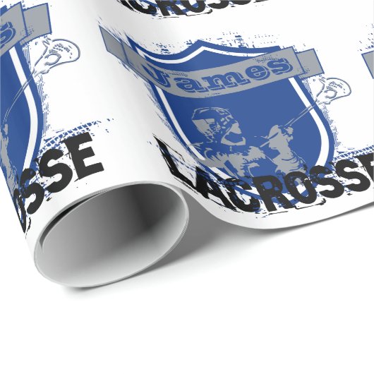 Lacrosse addieren Ihren eigenen Team-Namen Geschenkpapier (Rolleneckpunkt)
