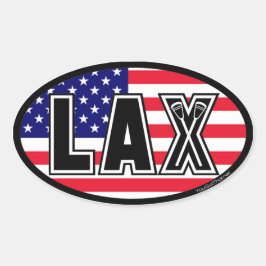 Lacrosse America Lax Flag Ovaler Aufkleber
