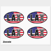 Lacrosse America Lax Flag Ovaler Aufkleber (Blatt)