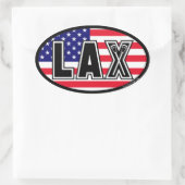 Lacrosse America Lax Flag Ovaler Aufkleber (Tasche)