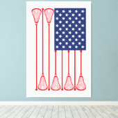 Lacrosse American Flag Art Leinwanddruck (Insitu (Holzboden))