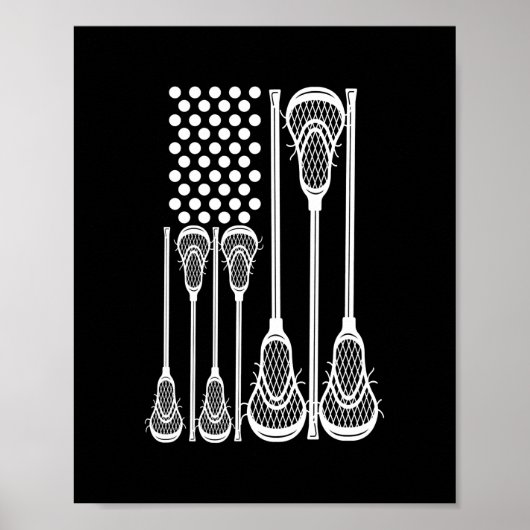 Lacrosse American Flag Cross Lacrosse Sticks men Poster (Vorne)
