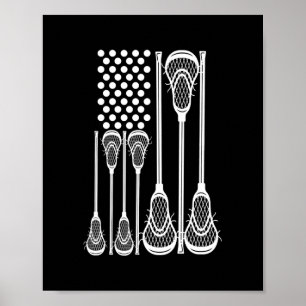 Lacrosse American Flag Kreuz Lacrosse Sticks Männe Poster