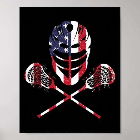 Lacrosse American Flag Lax Helm Sticks 4. Juli Poster (Vorne)