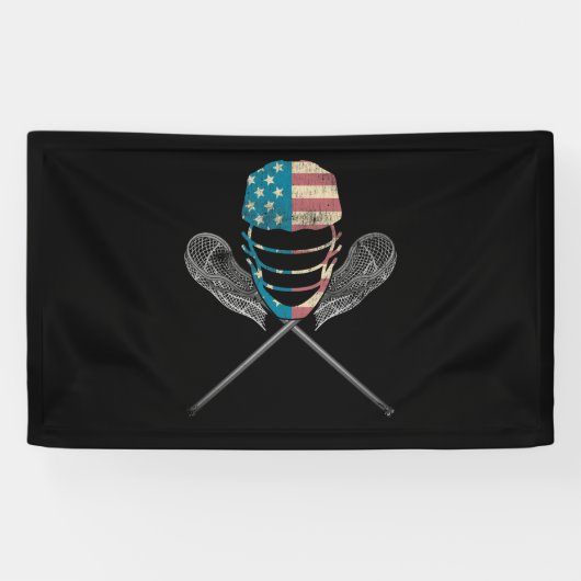 Lacrosse American Flag Lax Helmet and Stick Banner (Horizontal)