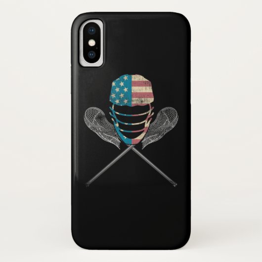 Lacrosse American Flag Lax Helmet and Stick Case-Mate iPhone Hülle (Rückseite)