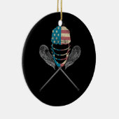 Lacrosse American Flag Lax Helmet and Stick Keramik Ornament (Rechts)