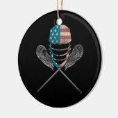 Lacrosse American Flag Lax Helmet and Stick Keramik Ornament (Links)