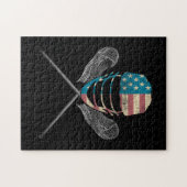 Lacrosse American Flag Lax Helmet and Stick Puzzle (Horizontal)