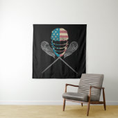 Lacrosse American Flag Lax Helmet and Stick Wandteppich (Beispiel)