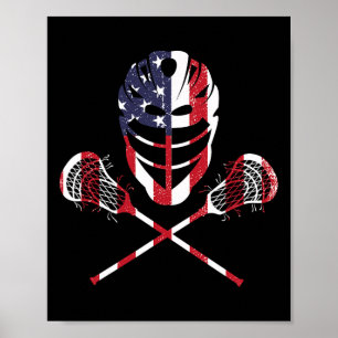Lacrosse American Flag Lax Helmet Sticks 4. Ju Poster