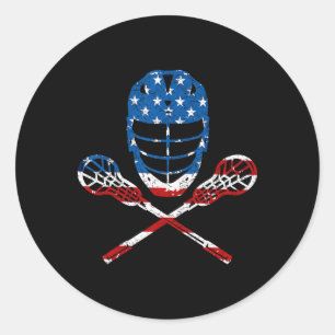 Lacrosse American Flag Lax Helmet Sticks 4. Ju Runder Aufkleber
