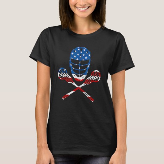 Lacrosse American Flag Lax Helmet Sticks 4. Ju T-Shirt (Vorderseite)
