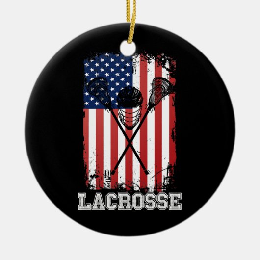 Lacrosse American Flag Lax Helmet Sticks 4. Keramik Ornament (Vorne)