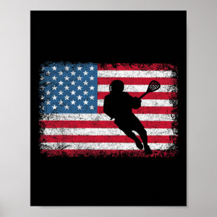 Lacrosse American Flag Lax Shirt Männer Frauen Jun Poster