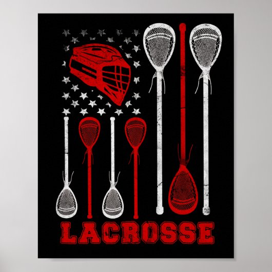 Lacrosse American Flag Lax Sport Poster (Vorne)