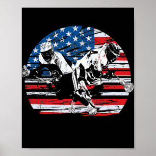 Lacrosse American Flag Lax Sticks Helmet 4. Poster