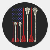 Lacrosse American Flag Lax Sticks Runder Aufkleber (Vorderseite)