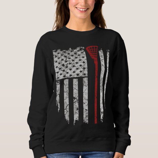 Lacrosse American Flag Men Geschenke Sweatshirt (Vorderseite)
