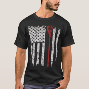 Lacrosse American Flag Men Geschenke T-Shirt