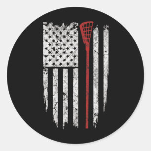 Lacrosse American Flag Men gibt Tee Shirts Runder Aufkleber