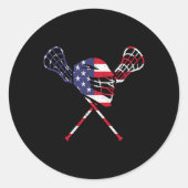 Lacrosse American Flag Runder Aufkleber (Vorderseite)