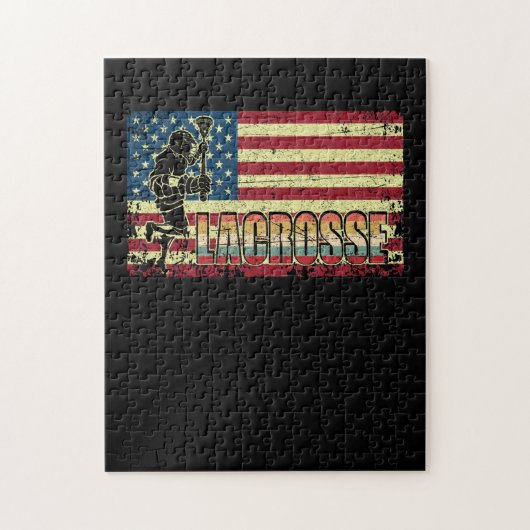 Lacrosse American Flag USA Flag Vintag Retro Puzzle (Vertikal)