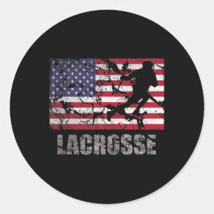 Lacrosse American Flag USA Flag Vintages Retro Runder Aufkleber