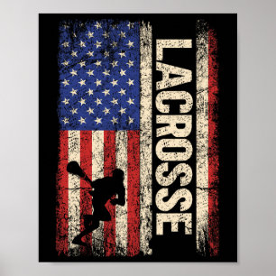 Lacrosse American US Flag Sport Team Spieler Stick Poster