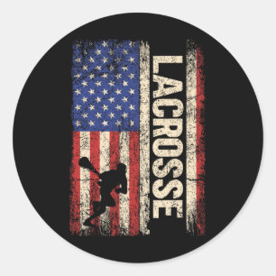 Lacrosse American US Flag Sport Team Spieler Stick Runder Aufkleber