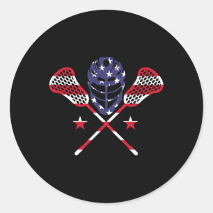 Lacrosse American USA Flag 4. Juli Lax Player Runder Aufkleber