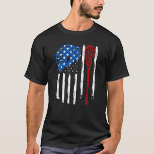 Lacrosse American Vintag Flag Lax Helmet Stick 4t T-Shirt