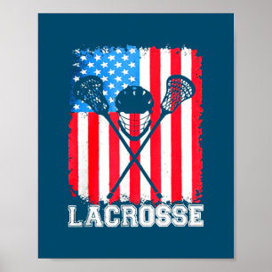 Lacrosse Amerikanische Flagge Vintage 4. Juli Poster