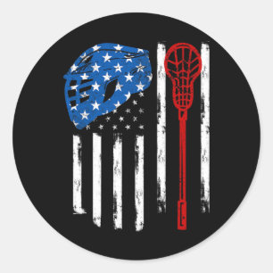 Lacrosse Amerikanische Vintage-Flagge Lax-Helm Sto Runder Aufkleber