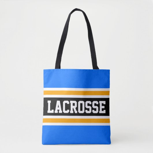 LACROSSE Athletic Bright Blue Black Yellow Strips Tasche (Vorderseite)